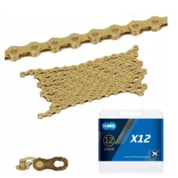 KMC Łańcuch X12 126 ogniw Ti-N Złoty BOX WOSK