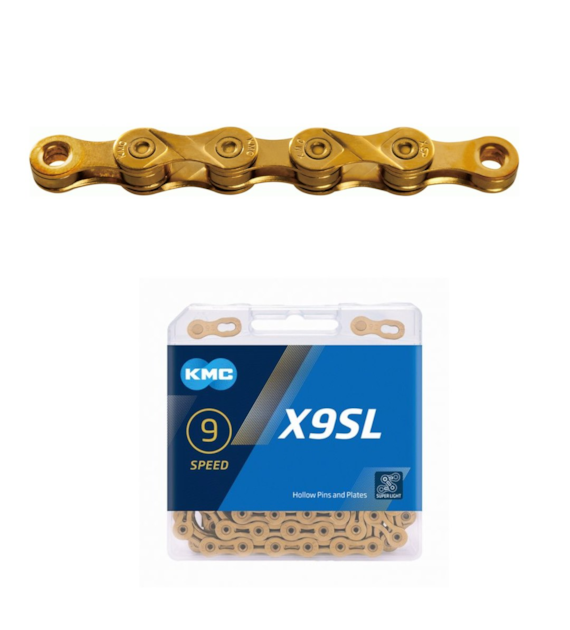 KMC Łańcuch X9 114 ogniw złoty BOX