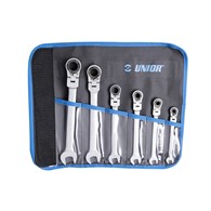 UNIOR Zestaw kluczy płasko oczkowych z grzechotką