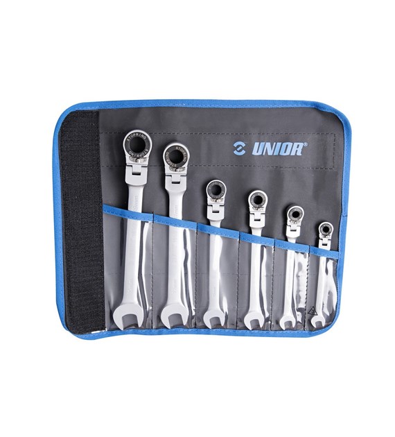 UNIOR Zestaw kluczy płasko oczkowych z grzechotką