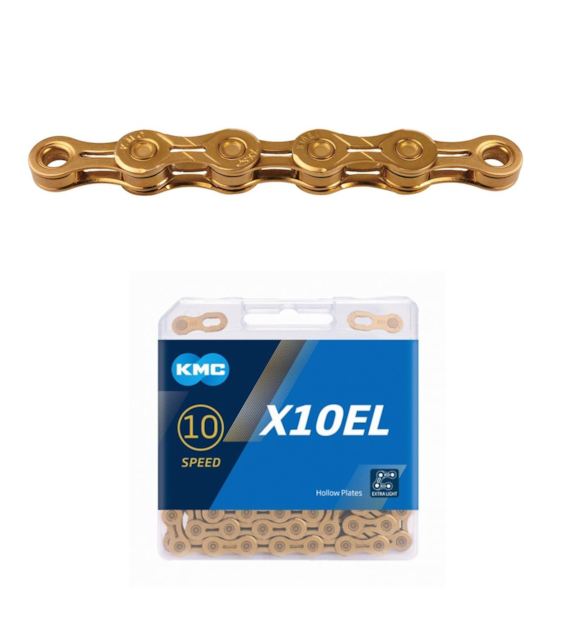KMC Łańcuch X10 EL 114 ogniw złoty BOX