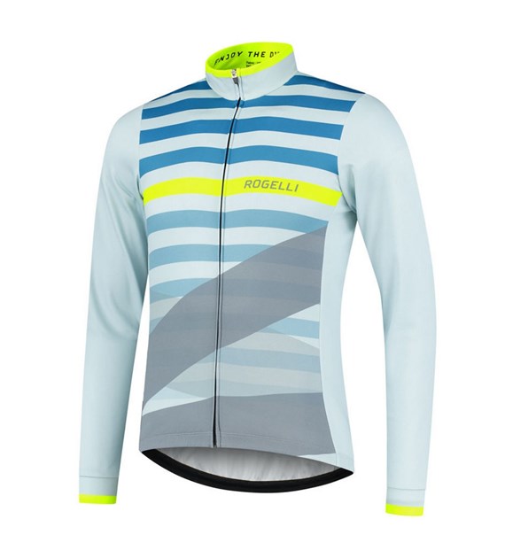 Rogelli koszulka dł. rękaw STRIPE szaro żółta L