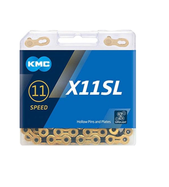 KMC Łańcuch X11 SL Ti-N 118 ogniw Złoto czarny BOX