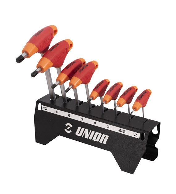 UNIOR zestaw kluczy HEX uchwyt T 2-10 w stojaku