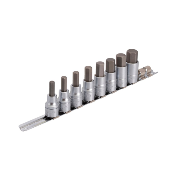 UNIOR Nasadki wkrętakowe HEX 1/2'' na szynie